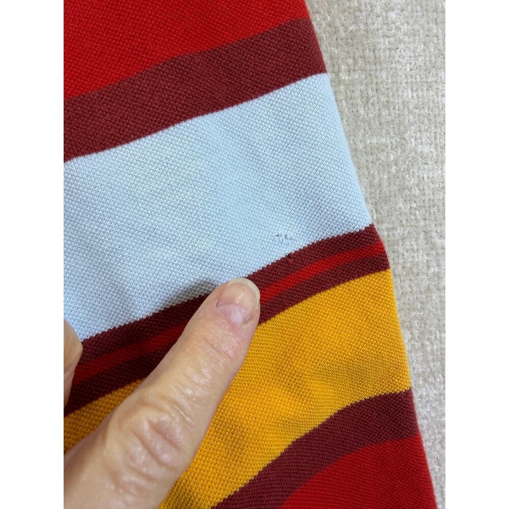 Lacoste Men 8 Orange Blue Striped Long Sleeve Preppy Polo Shirt Golf Casual - Picture 3 of 8